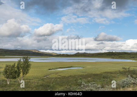 Small pond at the flat mountain in Alta Finnmark Norway Stock Photo