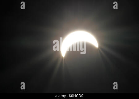 Partial Solar Eclipse on 21st August 2017 as observed in Nanaimo, British Columbia, Canada Stock Photo