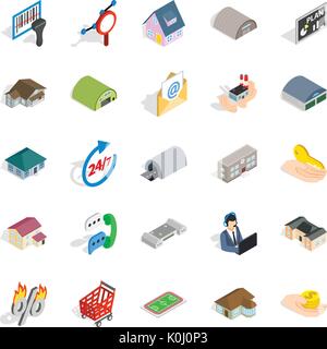 Fleapit icons set, isometric style Stock Vector
