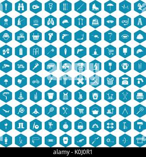 100 tackle icons sapphirine violet Stock Vector