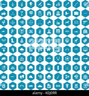 100 target icons sapphirine violet Stock Vector