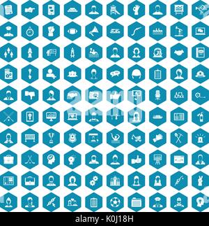 100 team work icons sapphirine violet Stock Vector