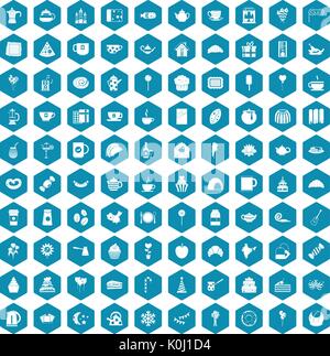 100 tea party icons sapphirine violet Stock Vector