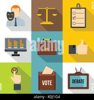 Vote icons set, flat style Stock Vector