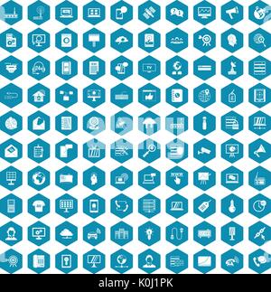 100 telecommunication icons sapphirine violet Stock Vector