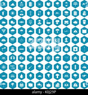 100 thunderstorm icons sapphirine violet Stock Vector