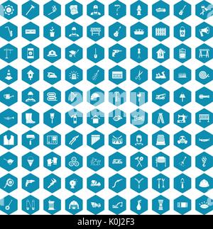 100 tools icons sapphirine violet Stock Vector