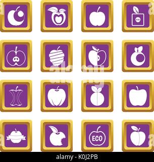 Apple icons set purple Stock Vector