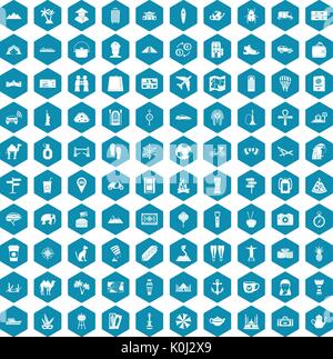 100 tourism icons sapphirine violet Stock Vector