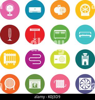 Heating cooling air icons many colors set Stock Vector