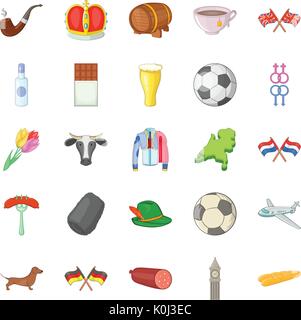 Europe icons set, cartoon style Stock Vector