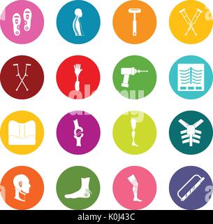 Orthopedics prosthetics icons many colors set Stock Vector