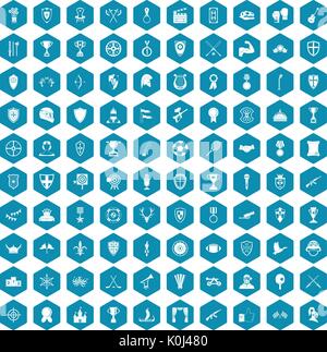 100 trophy and awards icons sapphirine violet Stock Vector