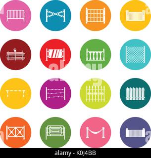 Fencing icons many colors set Stock Vector
