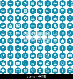 100 TV icons sapphirine violet Stock Vector