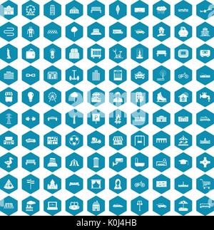 100 urban icons sapphirine violet Stock Vector