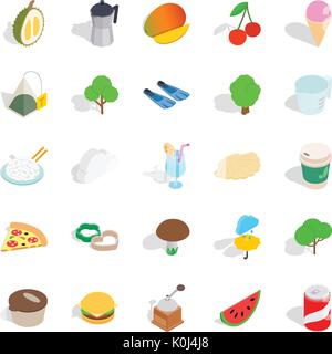 House on the farm icons set, isometric style Stock Vector