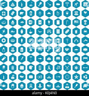 100 USA icons sapphirine violet Stock Vector