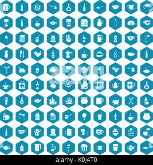 100 utensil icons sapphirine violet Stock Vector