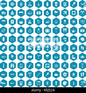 100 vacation icons sapphirine violet Stock Vector