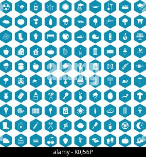 100 vegetables icons sapphirine violet Stock Vector