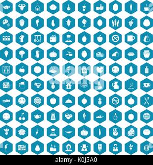 100 vegetarian cafe icons sapphirine violet Stock Vector
