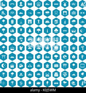 100 view icons sapphirine violet Stock Vector