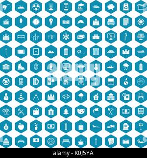 100 villa icons sapphirine violet Stock Vector