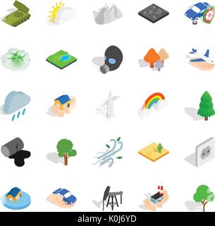Flammable icons set, isometric style Stock Vector