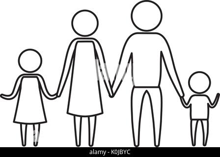 Silhouette Boy And Girl Holding Hands Illustration Stock Vector Image Art Alamy