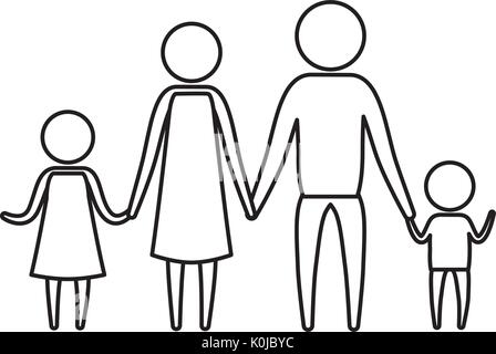 Pictogram Girl And Boy Holding Hands Walking Over White Background Silhouette Style Vector Illustration Stock Vector Image Art Alamy