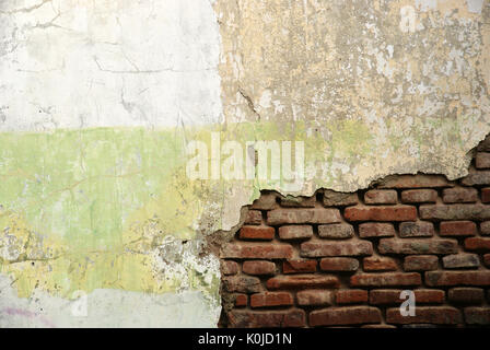Broken old brick wall photo in Semarang, Indonesia Stock Photo