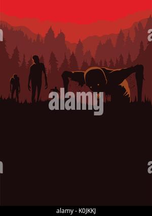 Silhouette of Zombies horde resurrected from dead Stock Vector Image ...