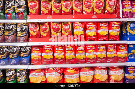 Supermarket aisle with crisps UK Stock Photo, Royalty Free Image ...