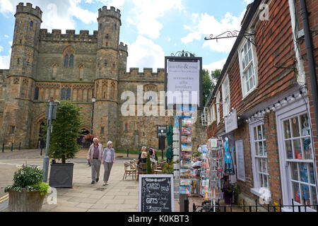 The Great Gatehouse, Battle Abbey, East Sussex, UK. Site of the Norman Conquest at the Battle of Hastings in 1066.The gatehouse rebuilt around 1338. Stock Photo