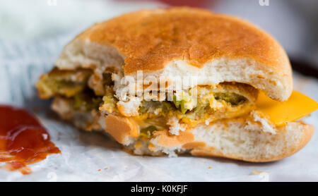 Burger half eaten Stock Photo