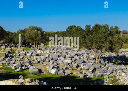 Ruins on Teos Ancient City in Izmir, Turkey. Stock Photo