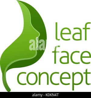 Green Leaf Face Concept Stock Vector