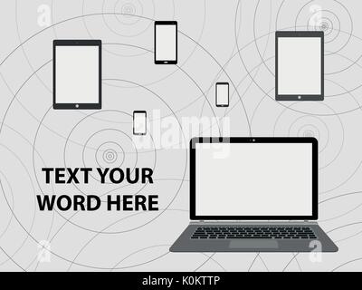 Abstract of networking by computer, tablet and mobile phone. Background design. Vector illustration. Stock Vector
