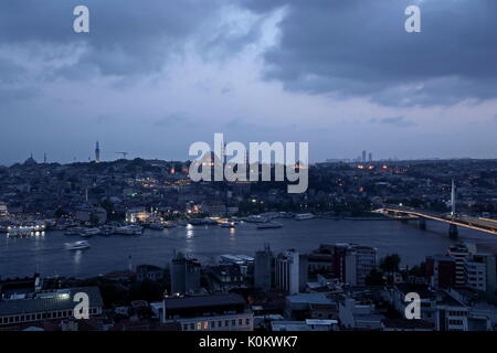Istanbul old city skyline from top of Galata tower, Fatih, Istanbul, Turkey Stock Photo