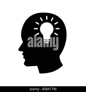 Pictograph of Head Idea icon, iconic symbol on white background - Vector Iconic Design. Stock Vector