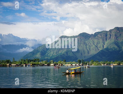 Srinagar, India - Jul 23, 2015. Landscape of Dal Lake at summer in Srinagar, India. Srinagar is the largest city and the summer capital of the Indian  Stock Photo