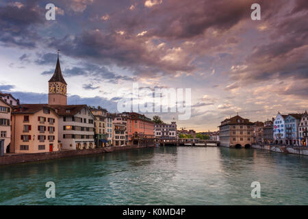 Zurich. Cityscape image of Zurich, Switzerland during dramatic sunset. Stock Photo