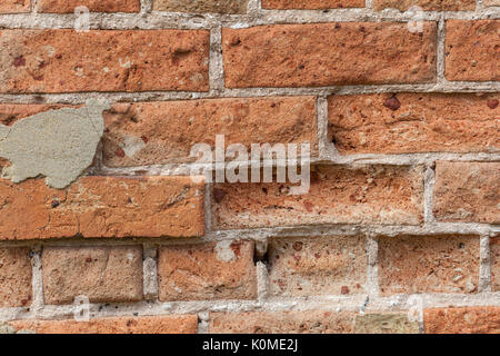 Vintage red brick wall background texture closeup Stock Photo