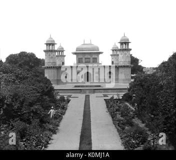 old vintage lantern slide of itmad ud daulah tomb, Agra, Uttar Pradesh, India, Asia Stock Photo
