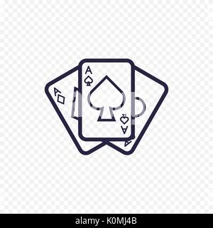 Playing card icon casino game. Ace poker cards thin linear signs. Outline concept for websites, infographic, mobile applications. Stock Vector