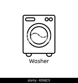 Detergents simple line icon. Liquid detergent thin linear signs. Means for cleaning simple concept for websites, infographic, mobile applications. Stock Vector