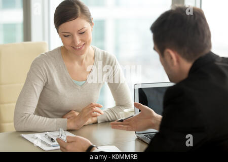 Company executive coaching personal assistant in office, busines Stock Photo