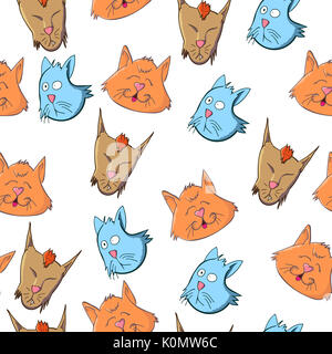 cute cartoon cats seamless vector design Stock Photo