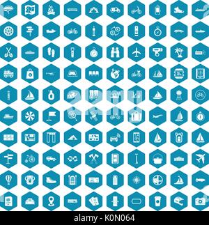 100 voyage icons sapphirine violet Stock Vector